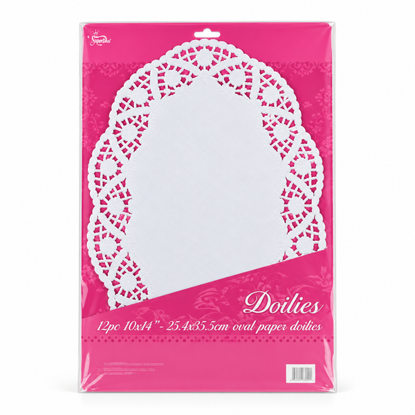 White Oval Paper Doilies – 12 Pack (PT1492)