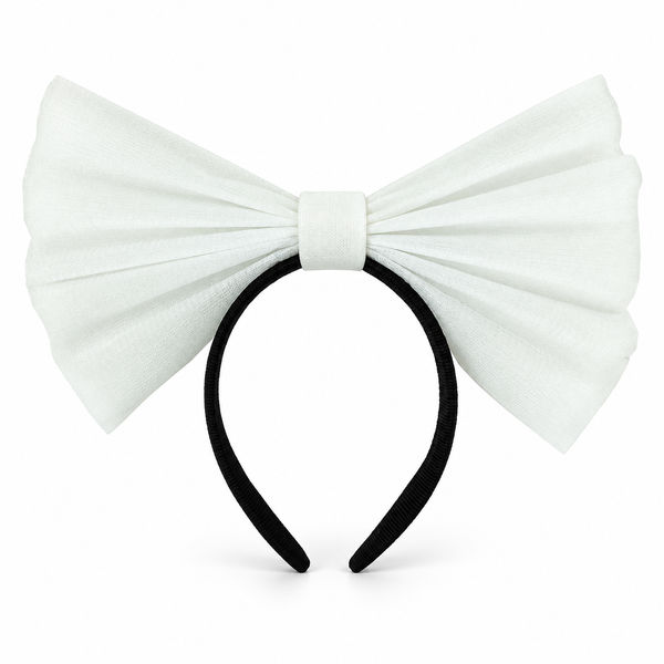Organza Bow Headband - White — PT1591