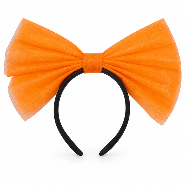Lace Ribbon Bow Headband - Orange — PT1603