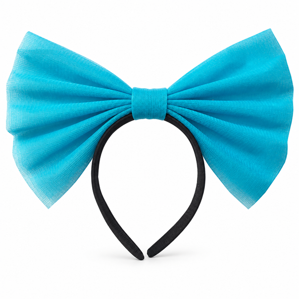 Lace Ribbon Bow Headband - Blue — PT1613