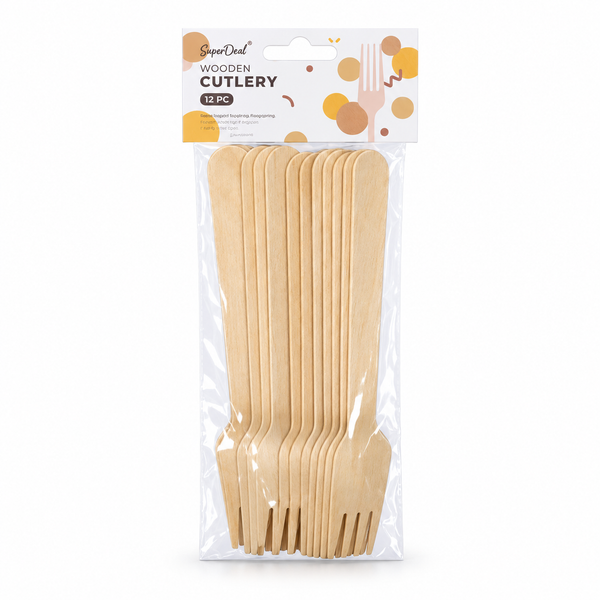 Disposable Wooden Cutlery (L:16cm) 12PK - Forks (PT2155)