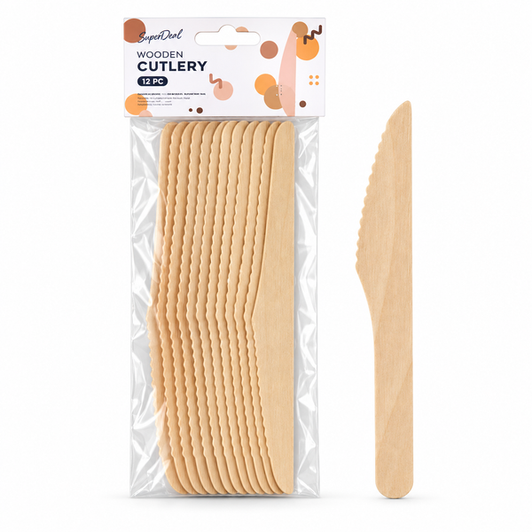Disposable Wooden Cutlery (L:16cm) 12PK - Knives (PT2156)