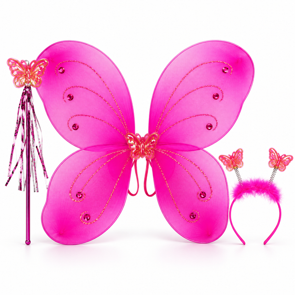 Girls Butterfly Dress Up Set (47x44cm) - Hot Pink — PT2467