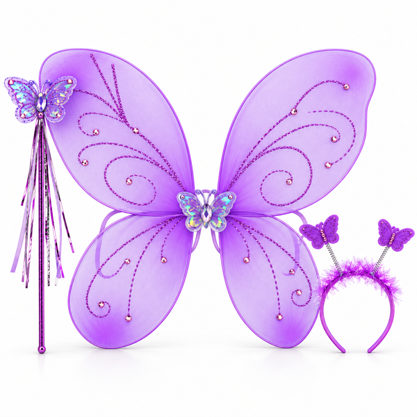Girls Butterfly Dress Up Set (47x44cm) - Purple — PT2469