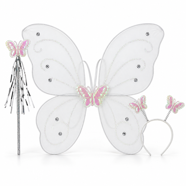 3 Piece Butterfly Wing Set - 47x44cm - White — PT2471