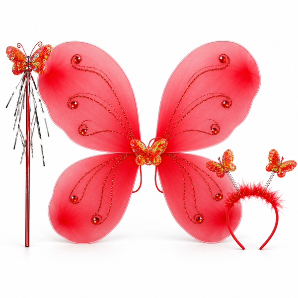 Girls Butterfly Dress Up Set (47x44cm) - Red — PT2472