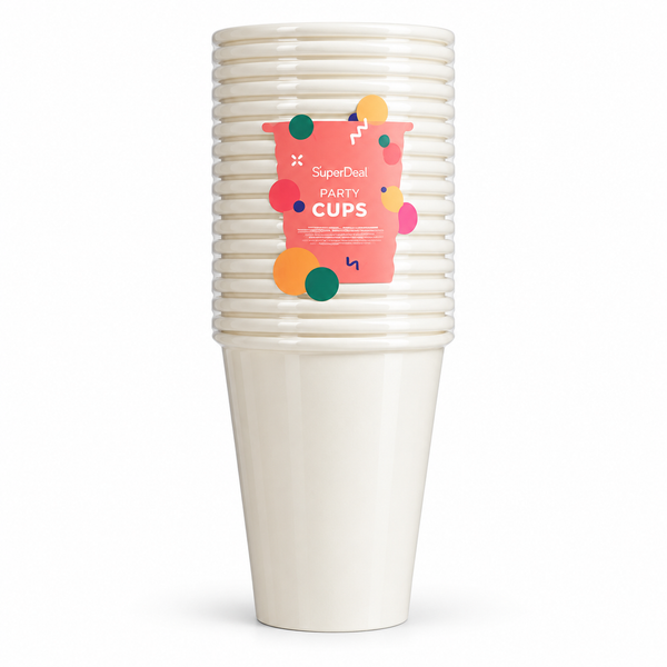 Paper Party Cups (500ml) 16PK - White (PT2573)