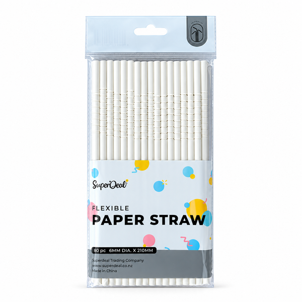 White Flexible Paper Straws (PT2575)