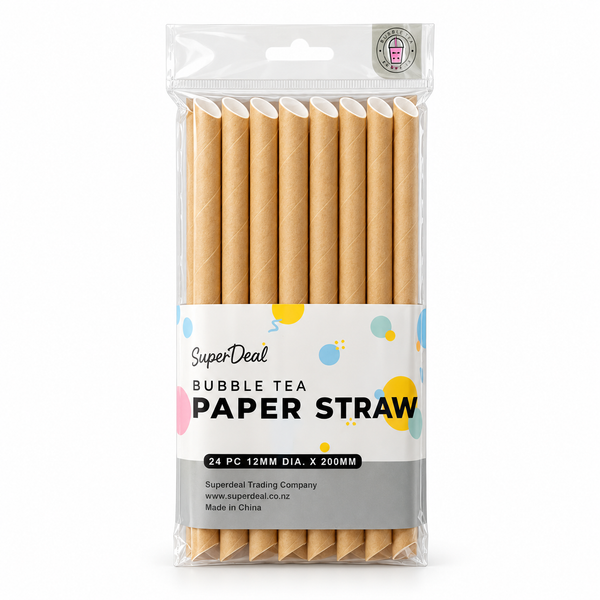 24pcs Bubble Tea Paper Straws - 12x200mm - Natural Brown (PT2581)
