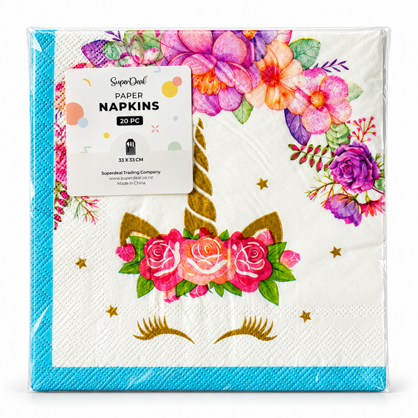 20pc Paper Serviettes - 33x33cm - Unicorn (PT2752)