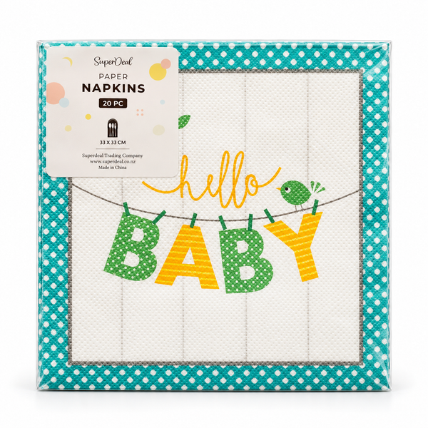 20pc Paper Serviettes - 33x33cm - Baby - Green (PT2787)