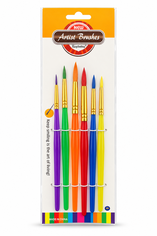 KeepSmiling Colourful Round Brush Set - 6 Piece (ST1519)