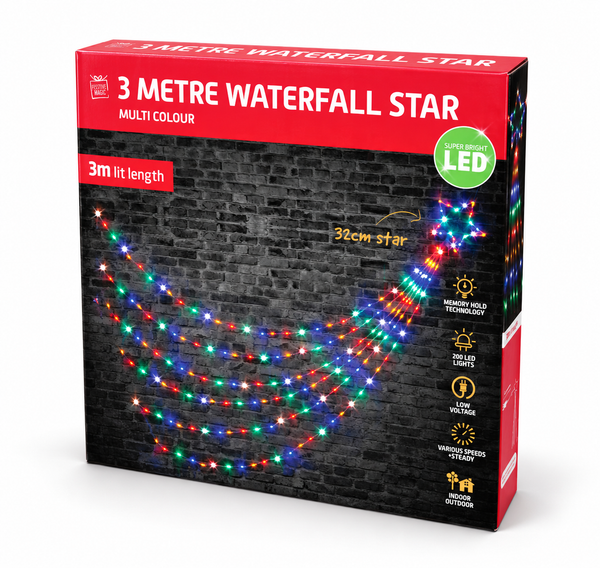 LED Waterfall Star Lights 3 m – Multicolour