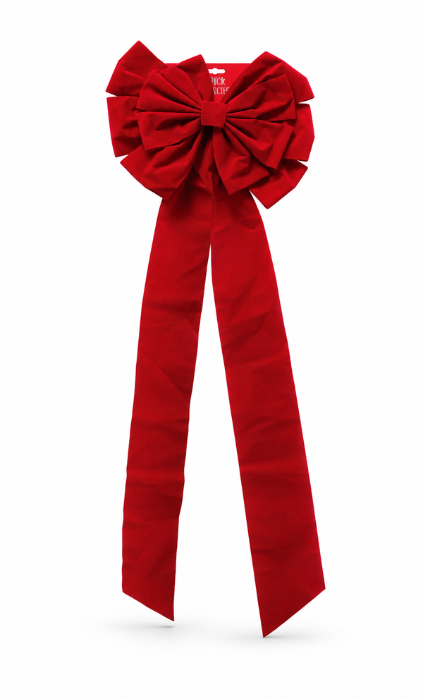 Jumbo Red Flocked Christmas Bow 48 x 120cm