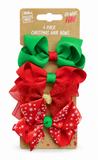Christmas Ribbon Bow Hair Clips – 4 Pack