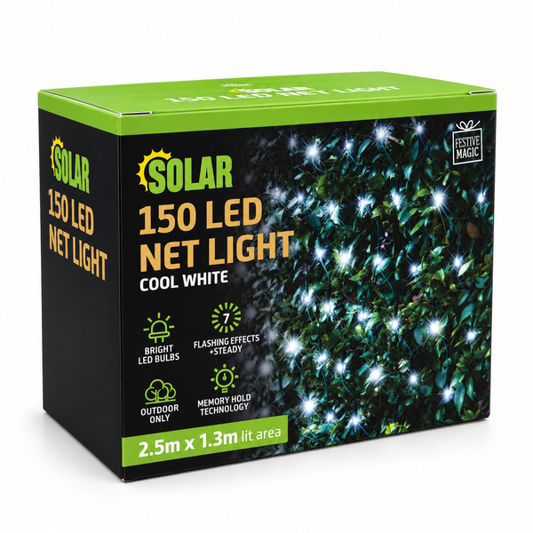 Solar LED Net Lights 150 – Cool White