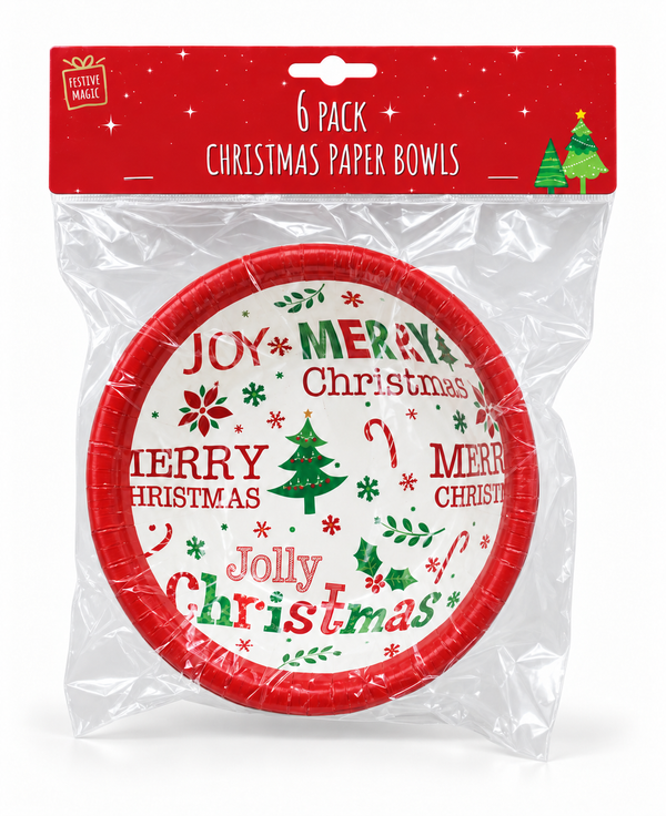 Christmas Paper Dessert Bowls – 6 Pack
