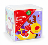 Mini Square Christmas Greeting Cards – 24 Pack – Reindeer on Purple