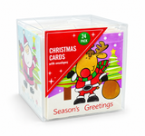 Mini Square Christmas Greeting Cards – 24 Pack – Season's Greetings Reindeer