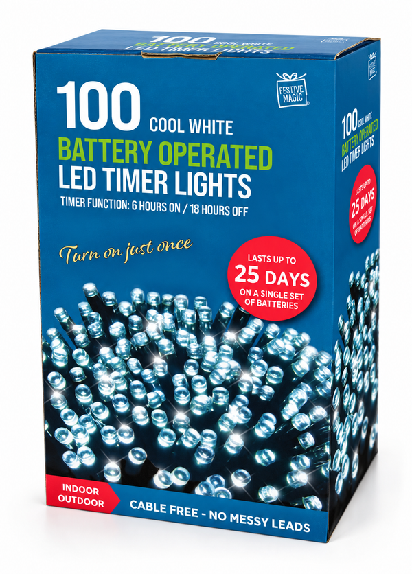 Battery-Operated LED Timer Lights 100