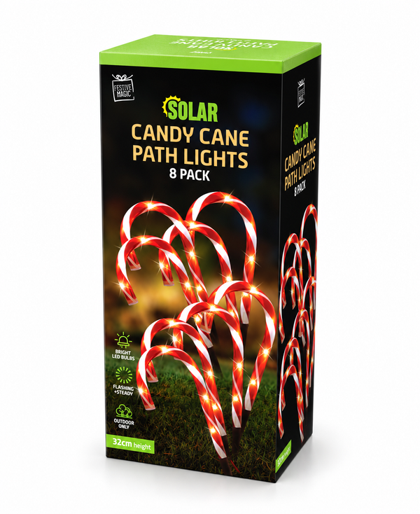 Solar Mini Candy Cane Path Lights – 8 Piece Set