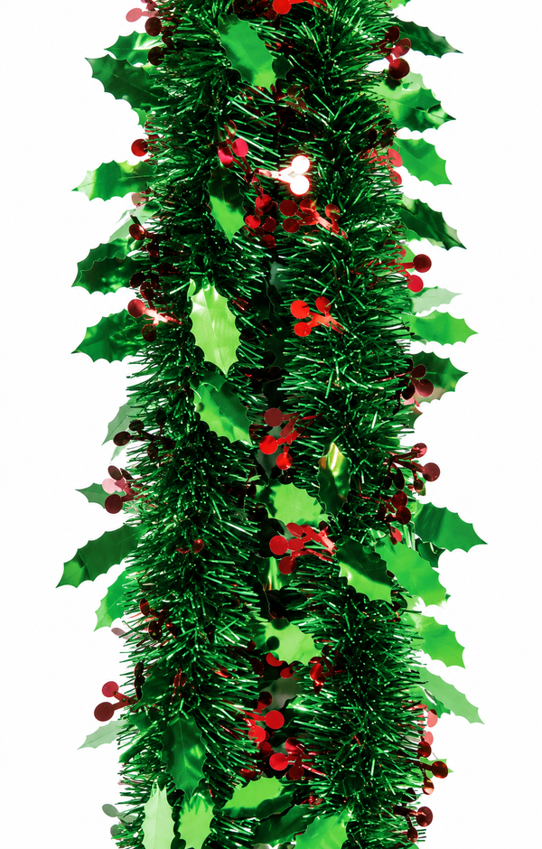 Deluxe Holly Tinsel – 2m × 6cm, 10-Ply