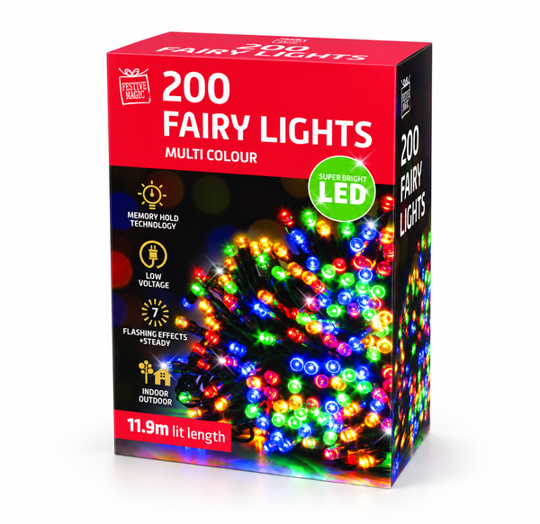 Multicolour Flashing LED Fairy Lights – 200 Lights