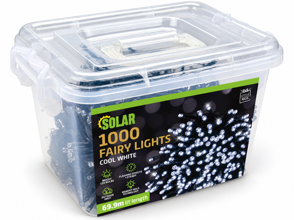 Solar LED Fairy Lights 1,000 – Cool White