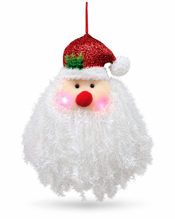 Light-Up Tinsel Santa Face 50 cm