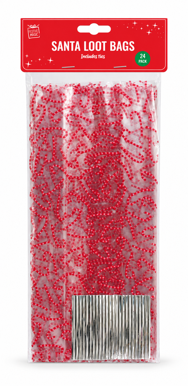 Christmas Party Loot Bags with Ties – 24 Pack