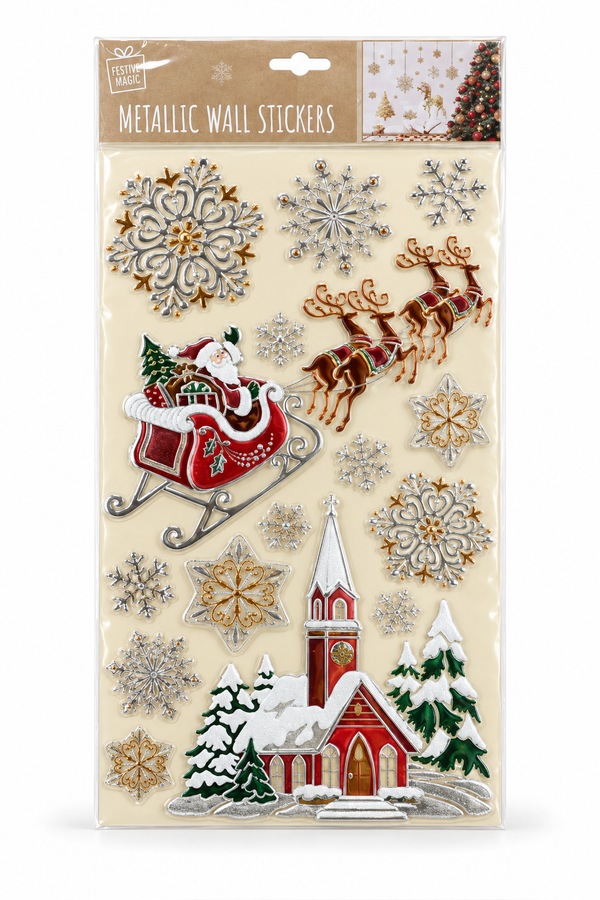 Christmas 3D Puffy Metallic Wall Stickers