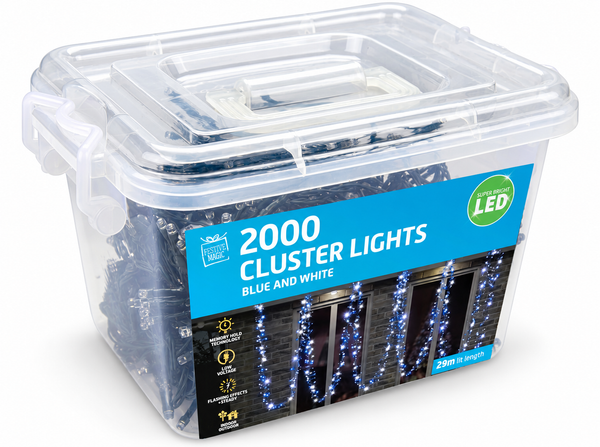 LED Cluster Lights 2,000 – Blue and White