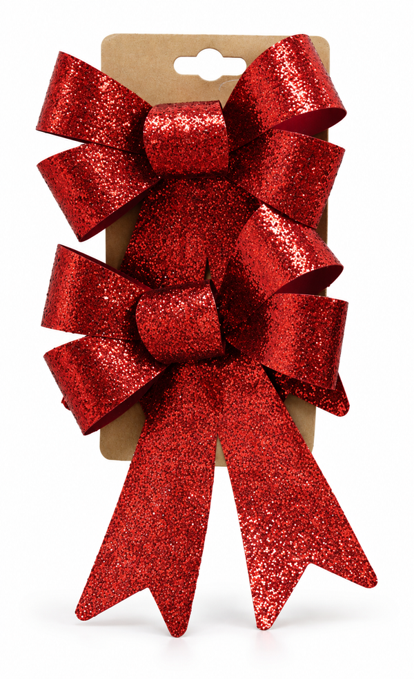 Medium Glitter Christmas Bows - 2 Pack