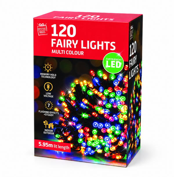 Multicolour Flashing LED Fairy Lights – 120 Lights