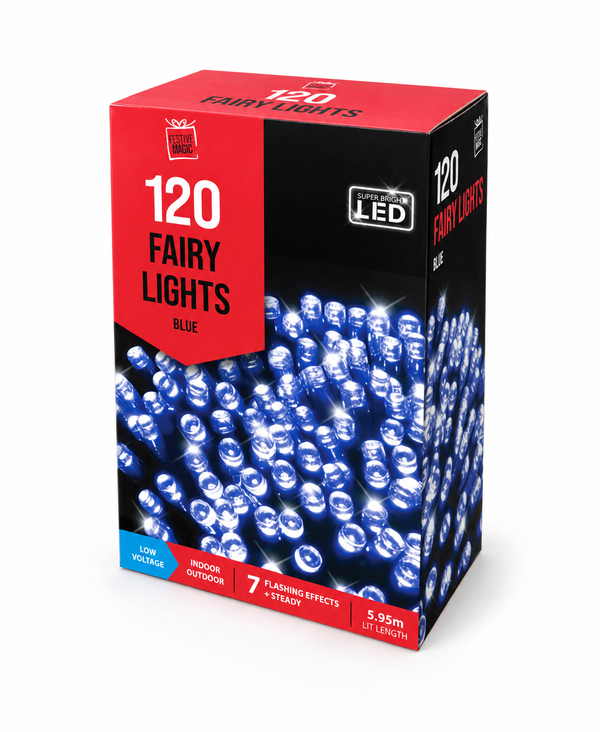 Blue Flashing LED Fairy Lights – 120 Lights