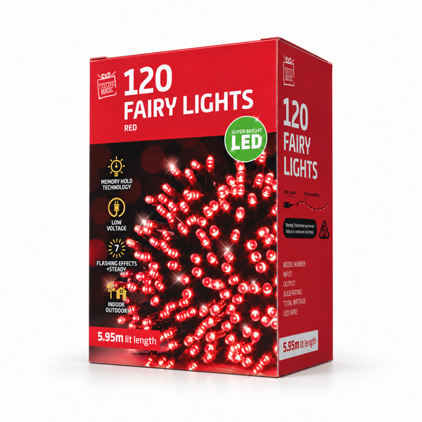 Red Flashing LED Fairy Lights – 120 Lights