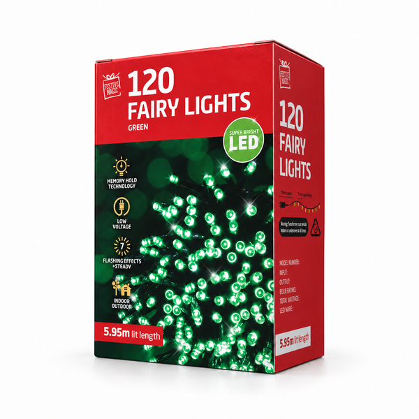 Green Flashing LED Fairy Lights – 120 Lights