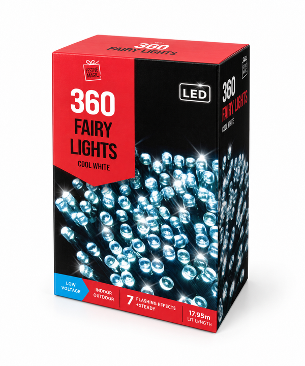 Cool White Flashing LED Fairy Lights – 360 Lights