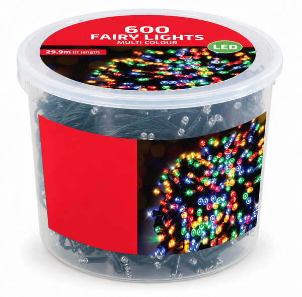 Multicolour LED Fairy Lights with Timer – 600 Lights