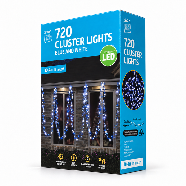 LED Cluster Lights 720 – Blue and White