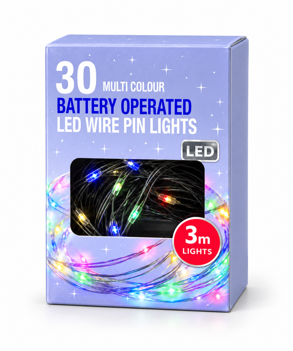 Battery-Operated LED Wire Lights 3 m – 30 Lights