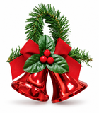 Hanging Christmas Bell Pair with Holly
