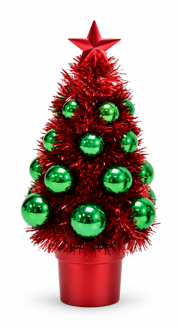 Mini Tinsel Christmas Tree with Baubles 16 cm