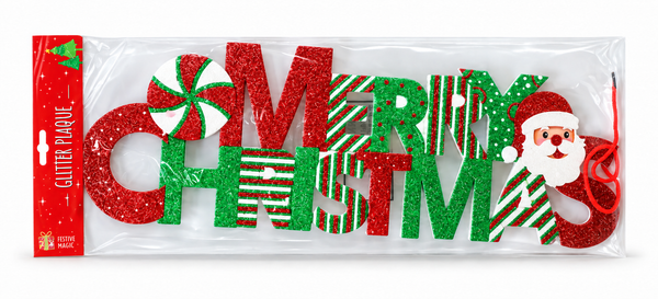 Glitter Merry Christmas Plaque