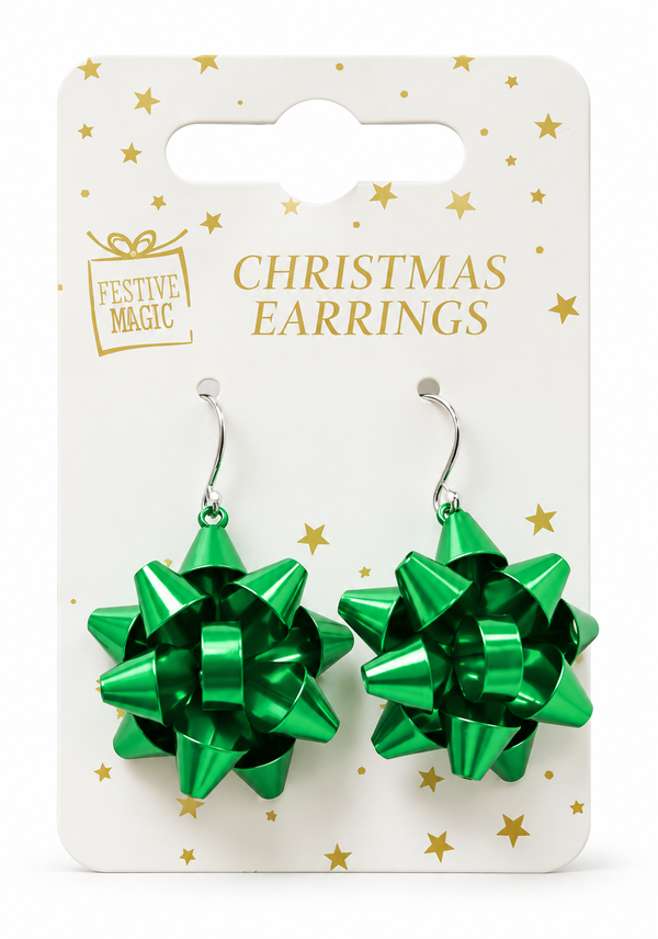 Christmas Metal Bow or Star Earrings