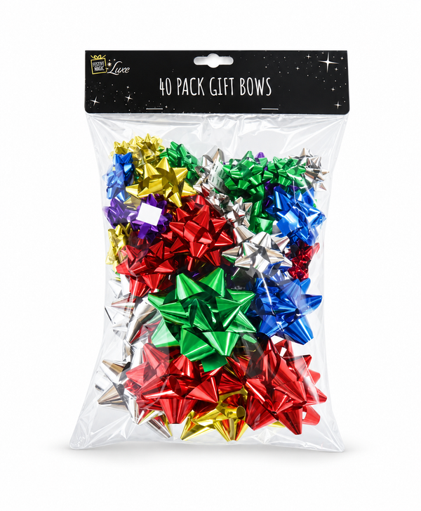 Shiny Christmas Gift Bows - 40 Pack