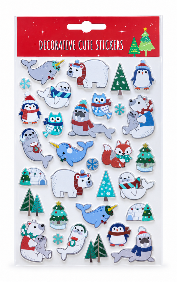 Cute Embossed Christmas Character Stickers