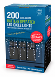 Battery-Operated LED Icicle Lights with Timer – 200 Lights