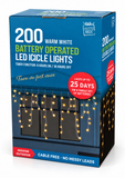 Battery-Operated LED Icicle Lights with Timer – 200 Lights