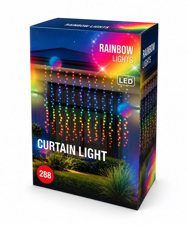 Rainbow LED Curtain Lights 1.8 m – 288 Lights